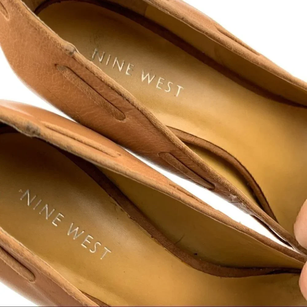 Nine West heels Nw7Ghita 6.5 tan leather 90s Y2k